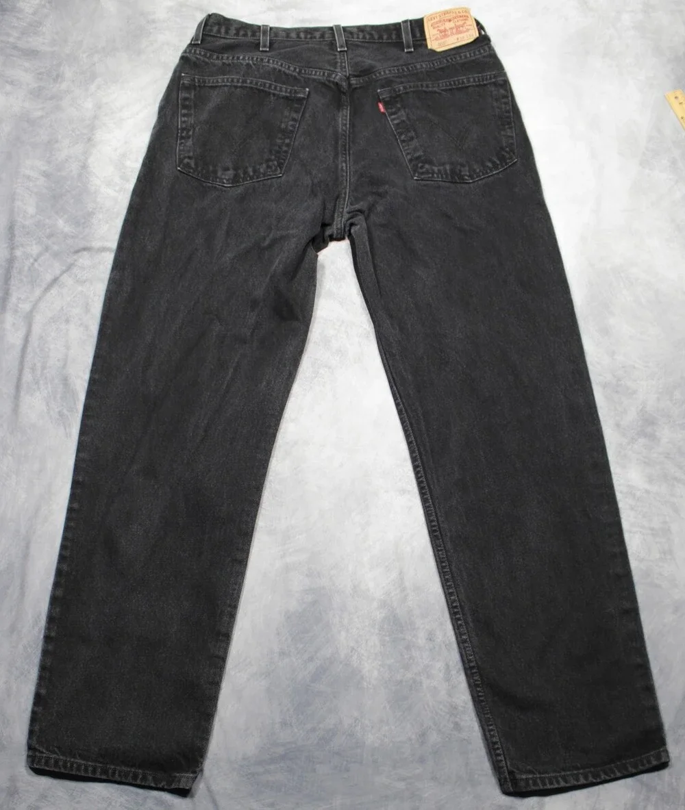 Levis 550 Jeans Mens 38x34 Black Denim Relaxed Fit Tapered Leg